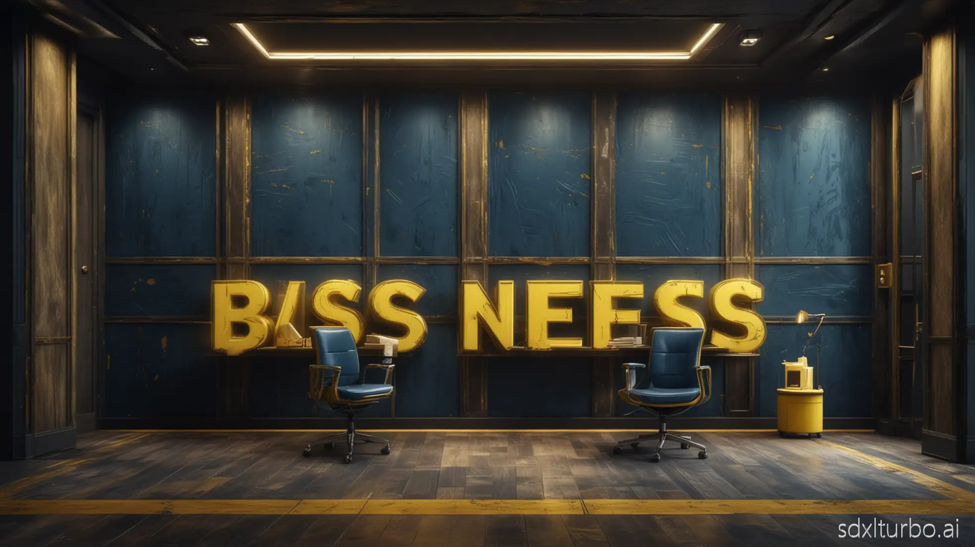 Business style, magnificent theme, with blue and yellow as the main color tone, emphasizing professionalism, with cinematic visual texture, suitable for character background