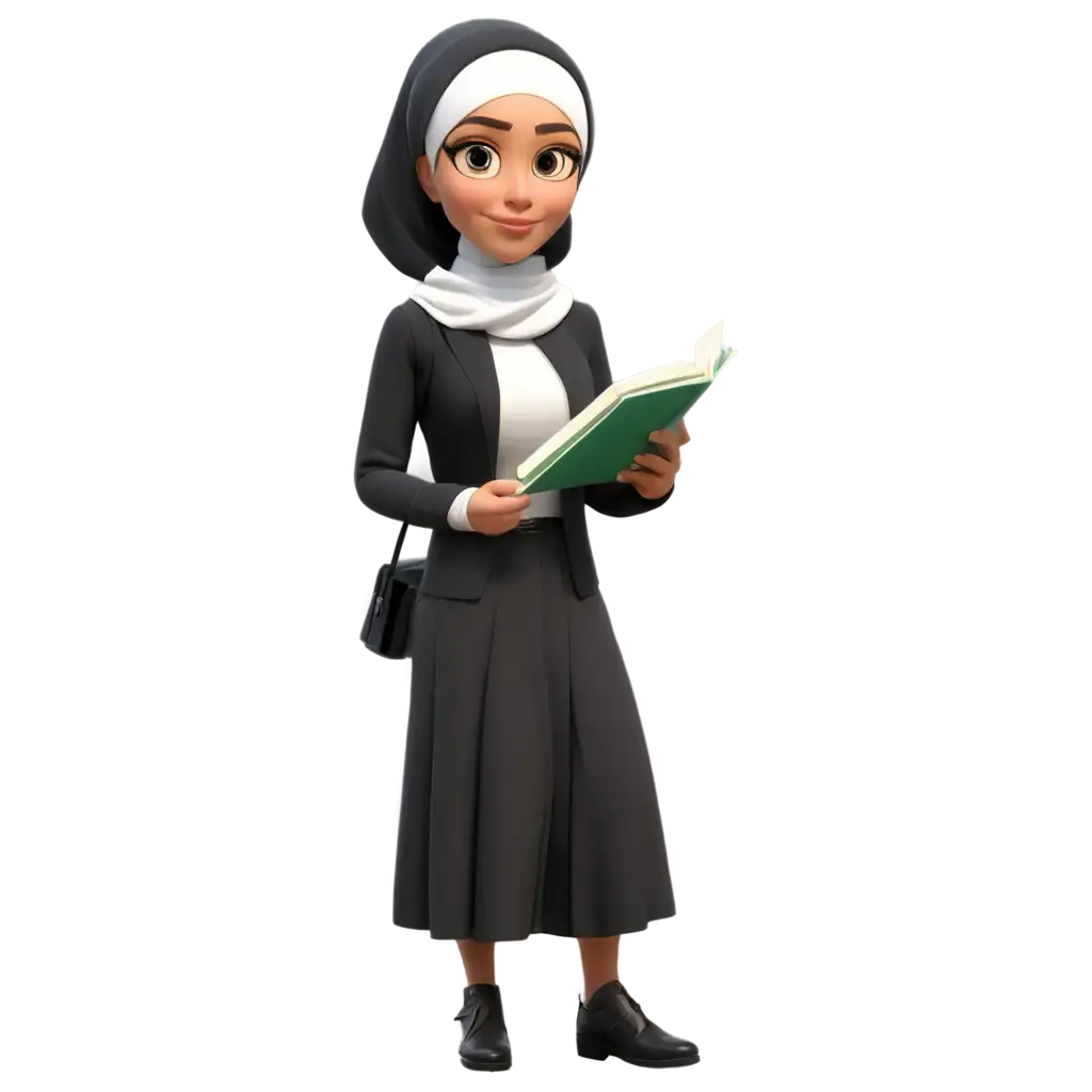 Muslim-Female-Teacher-ReadingPNG-Image-SEO-Analysis-Book-PNG-Image-Perfect-for-Education-and-Diversity-Themes