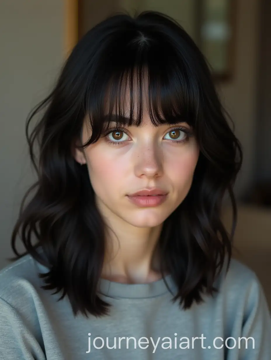 Beautiful-Young-Woman-with-Natural-Black-Hair-and-Bangs-in-Casual-Room-Setting