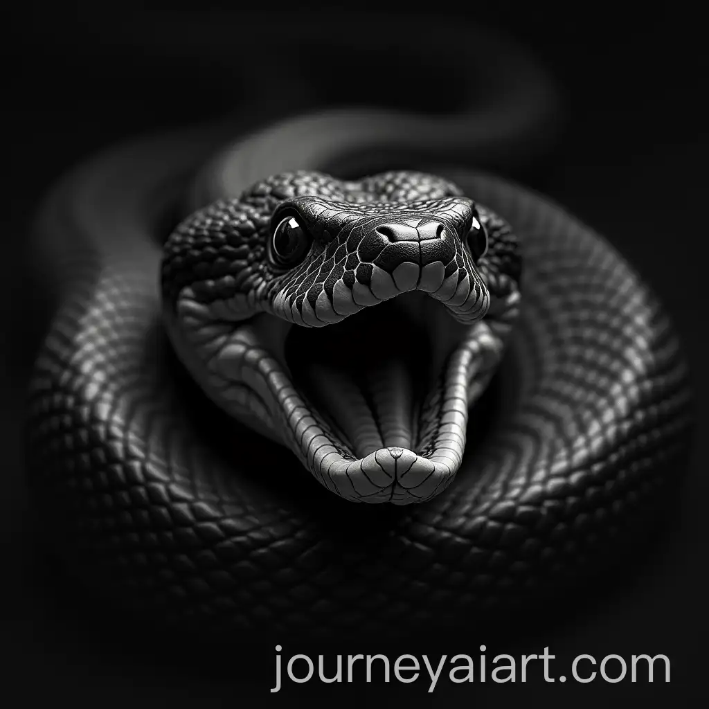 Black-and-White-Snake-with-Open-Mouth