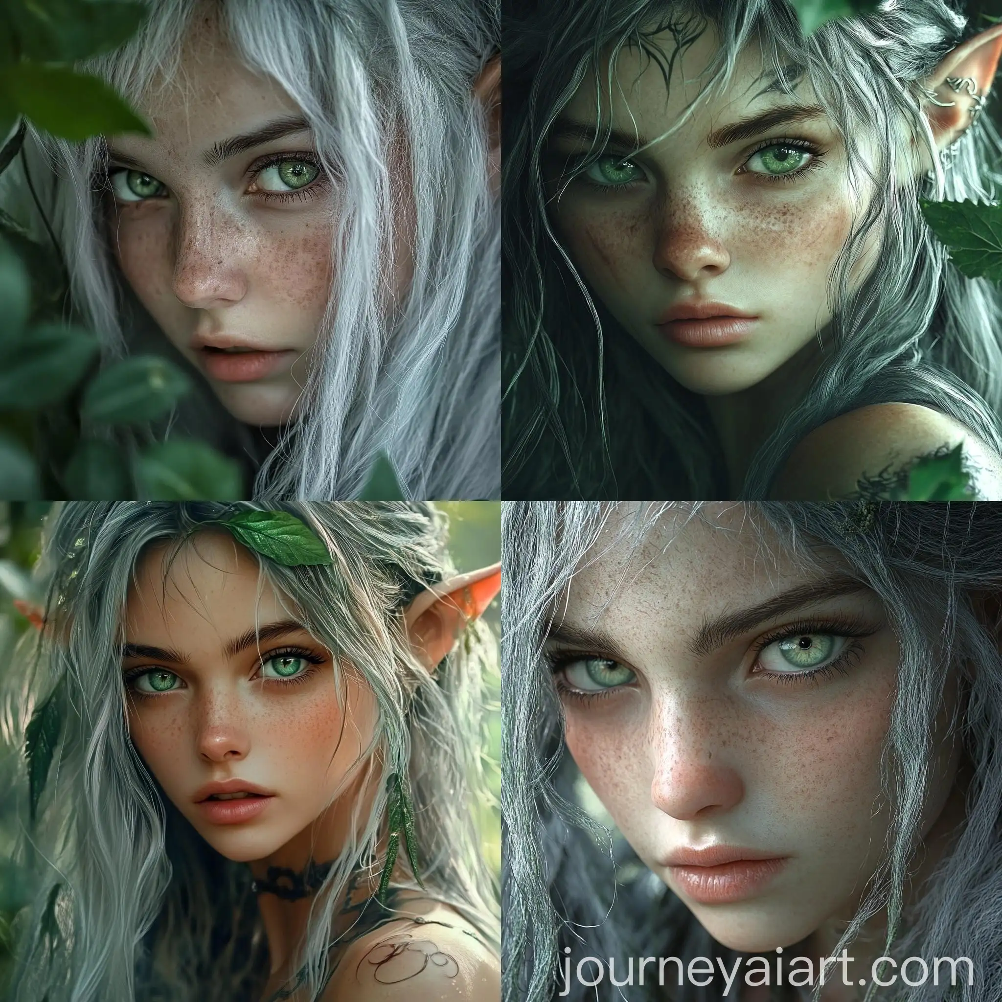 Forest-Elf-Girl-with-Tired-Look-Green-Eyes-and-Grey-Hair