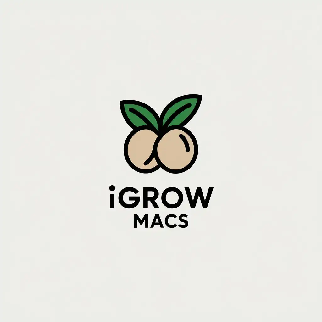 LOGO Design for iGrow Macs Macadamia Nut Symbol Minimalistic Sustainable Regenerative Farming Theme