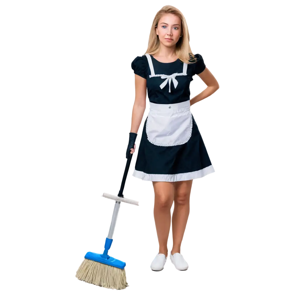 Young-Woman-in-Maid-Outfit-Scrubbing-Floor-PNG-Full-Body-Image-for-Cleanliness-Household-Themes