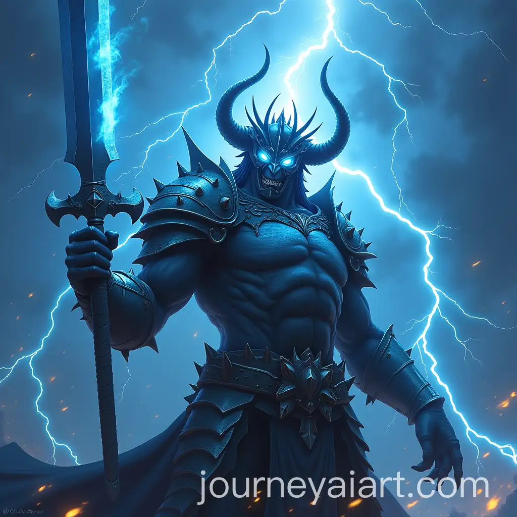Majestic-Thunder-Warrior-in-Plate-Armor-Summoning-Lightning