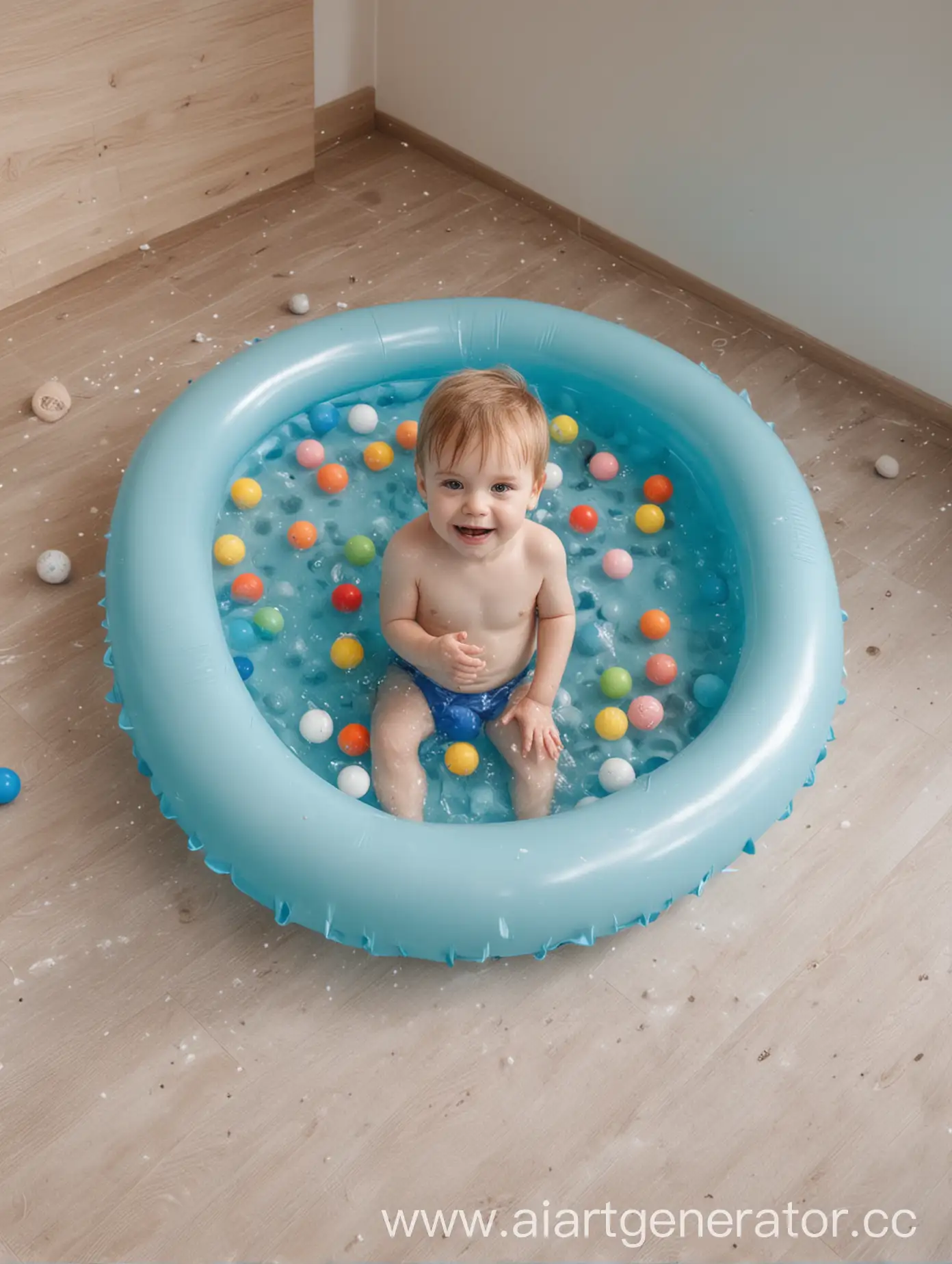 TwoYearOld-Child-Laughing-in-Inflatable-Ball-Pit-at-Home