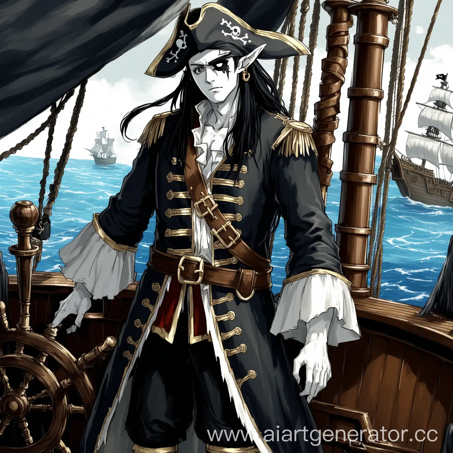 HalfElf-Pirate-with-Black-Eyes-and-Long-Black-Hair-on-Ship