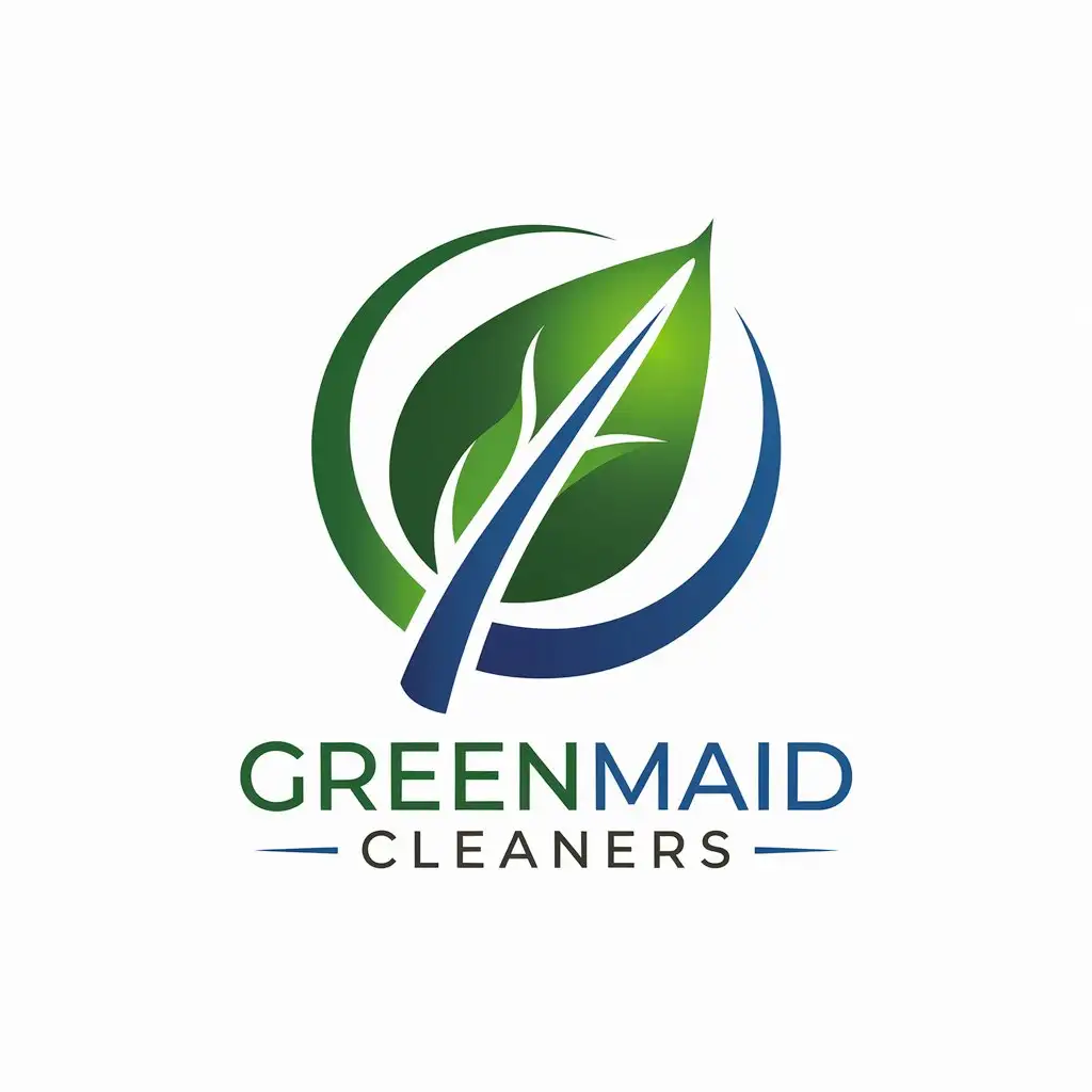 LOGO Design for GreenMaid Cleaners Minimalist Green and Blue EcoFriendly Theme with Abstract Shapes