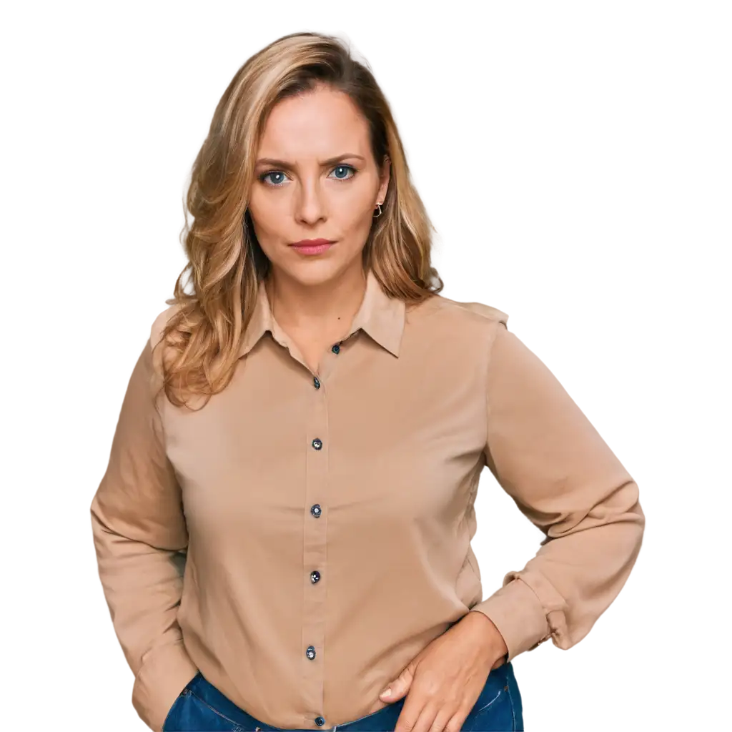 HighQuality-PNG-Image-of-a-40YearOld-American-Woman-in-a-Collared-Shirt-with-Photo-ID