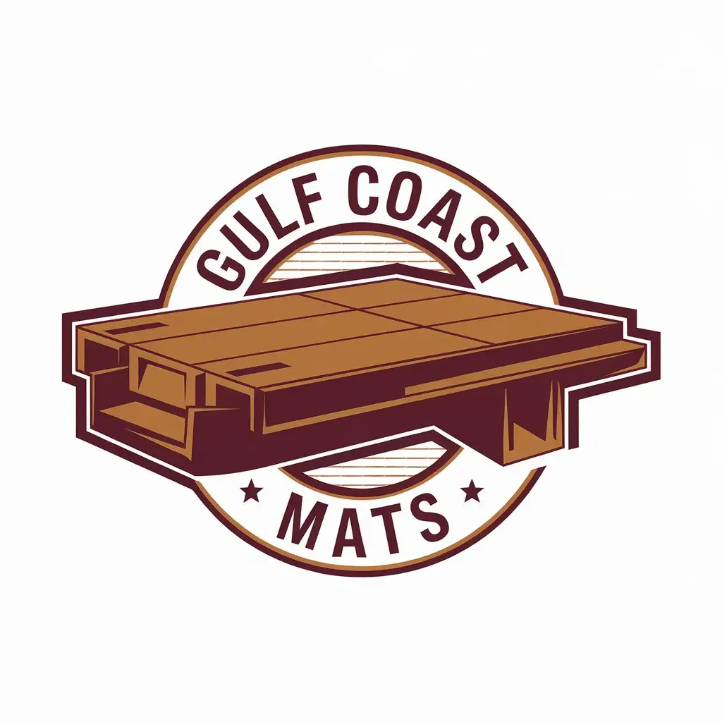 LOGO Design for Gulf Coast Mats Industrial Skid Maroon Theme with Heavy Equipment Symbolism