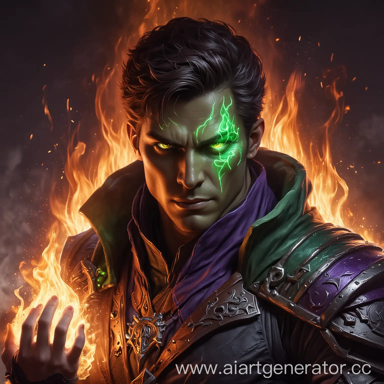 Muscular-Warlock-Controlling-Green-and-Purple-Fire-with-Brown-Eyes