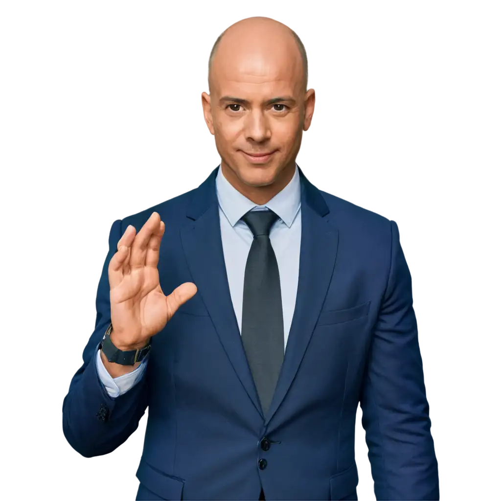 HighQuality-PNG-Avatar-of-40YearOld-DarkSkinned-Bald-Man-in-Blue-Suit