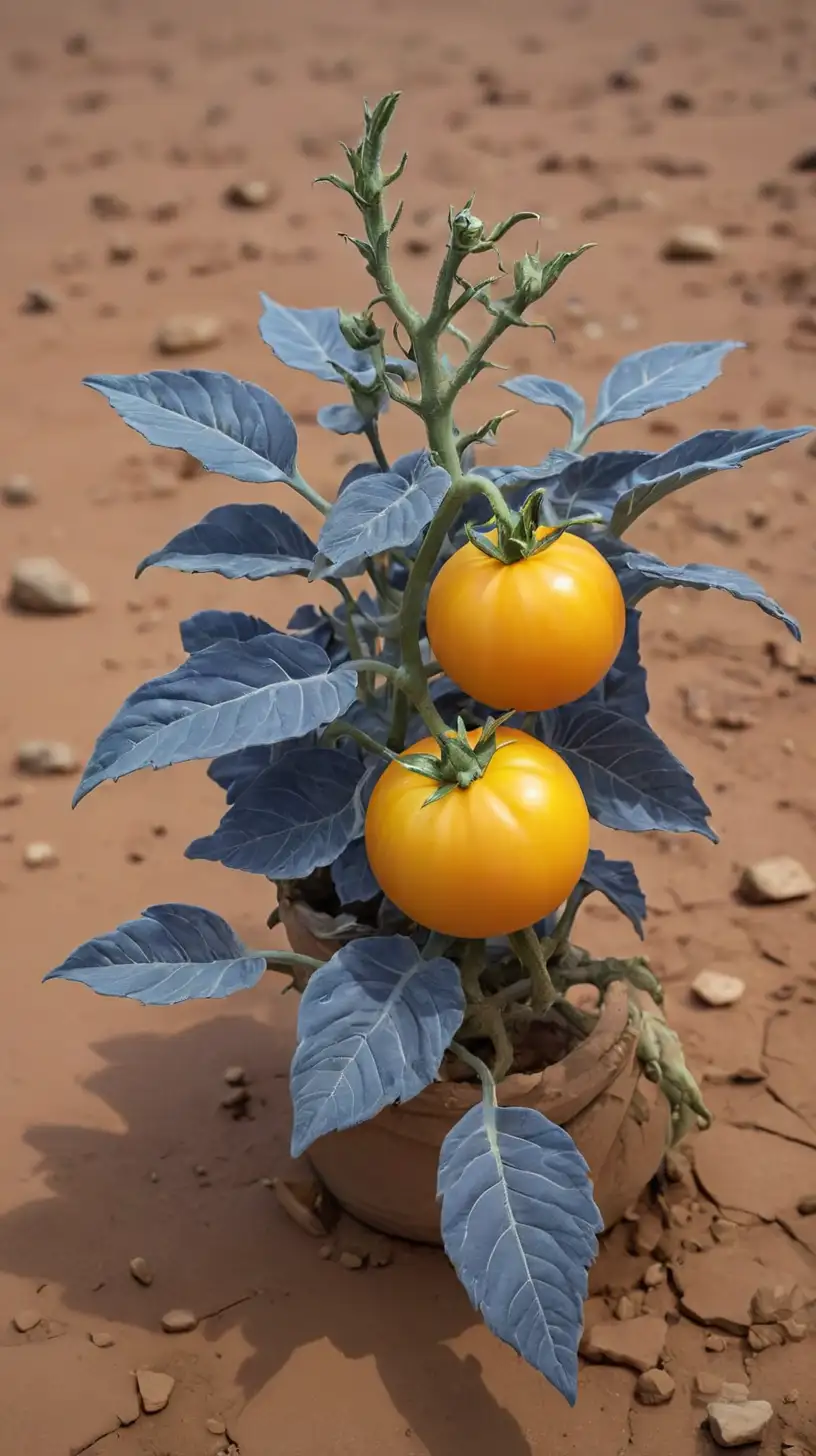 Blue Leaves Yellow Tomato on Mars