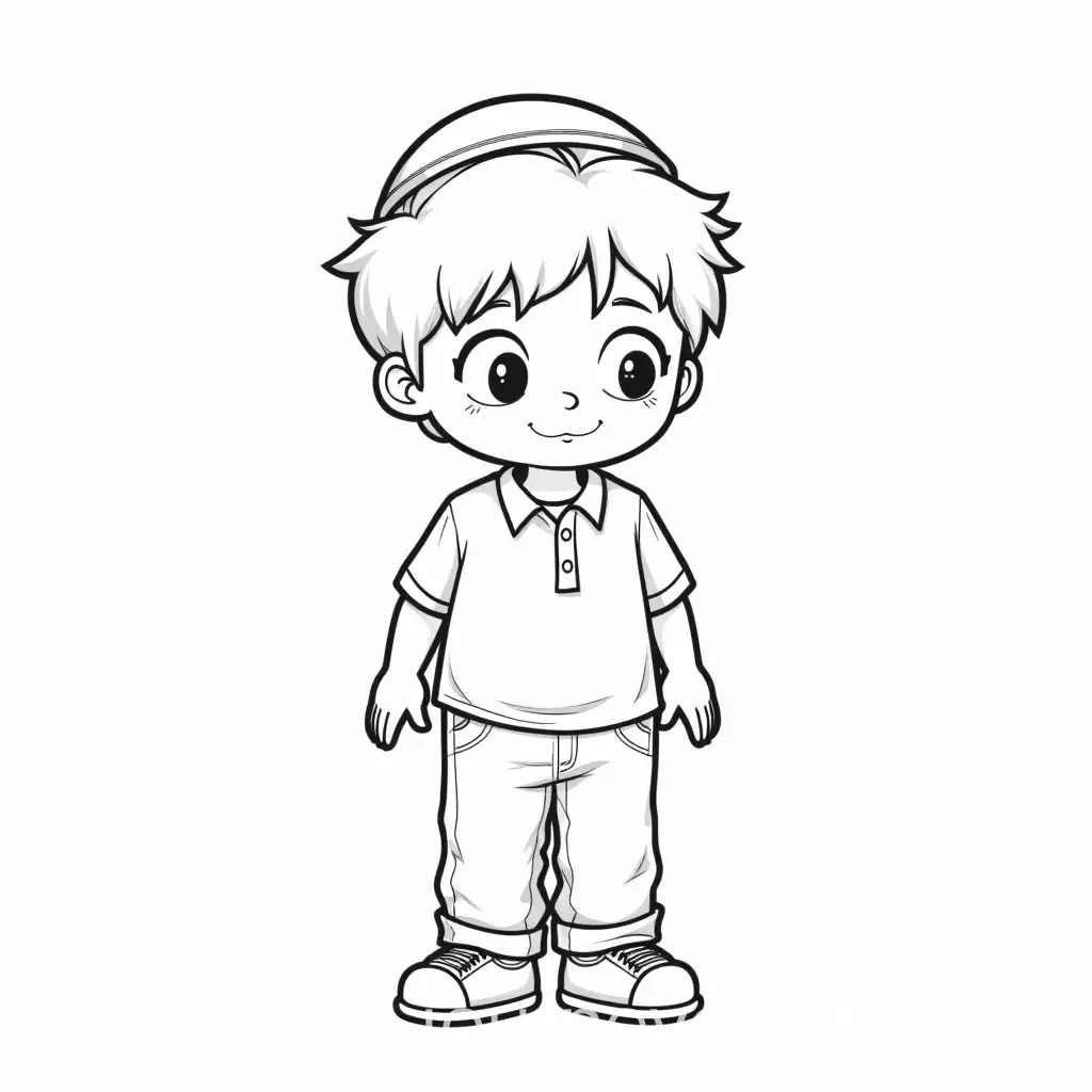 Outline-Coloring-Page-of-a-Boy-Wearing-a-Jewish-Kippah