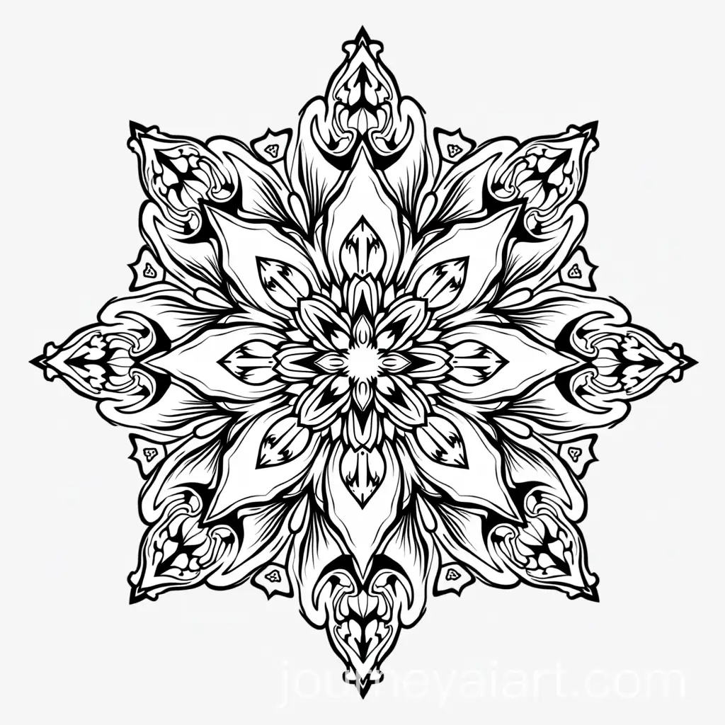 Black-and-White-Ornament-Tattoo-Coloring-Page-with-Clean-Lines-on-Black-Background