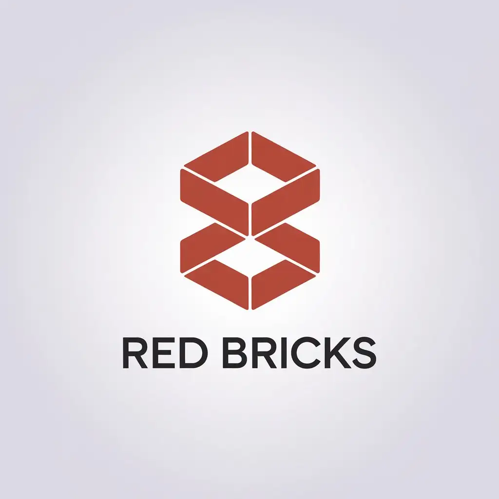 a vector logo design,with the text "red bricks", main symbol:symmetric letters,Minimalistic,be used in Construction industry,clear background