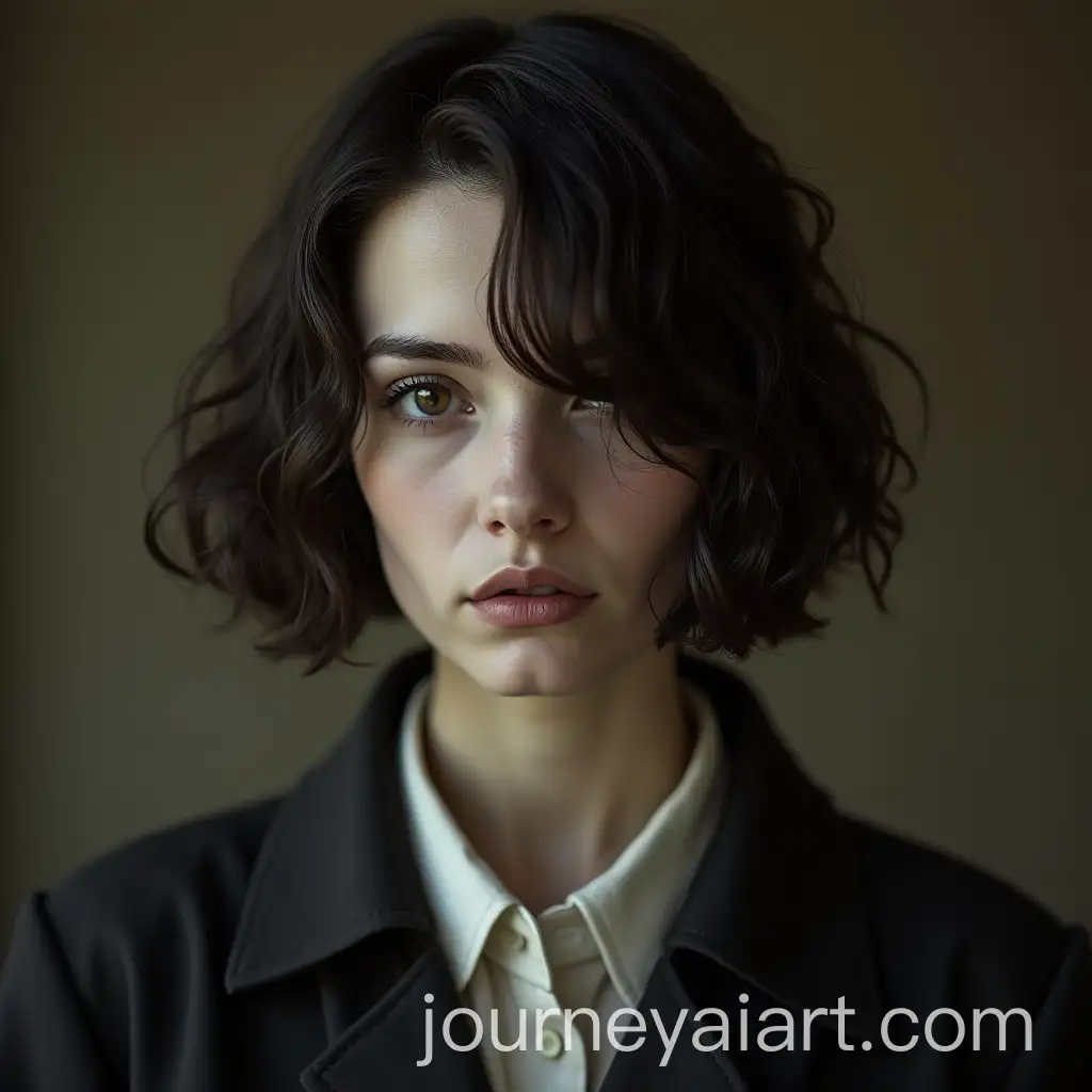 Severe-Lady-with-Dark-Brown-Hair-in-Outdated-Catholic-Style