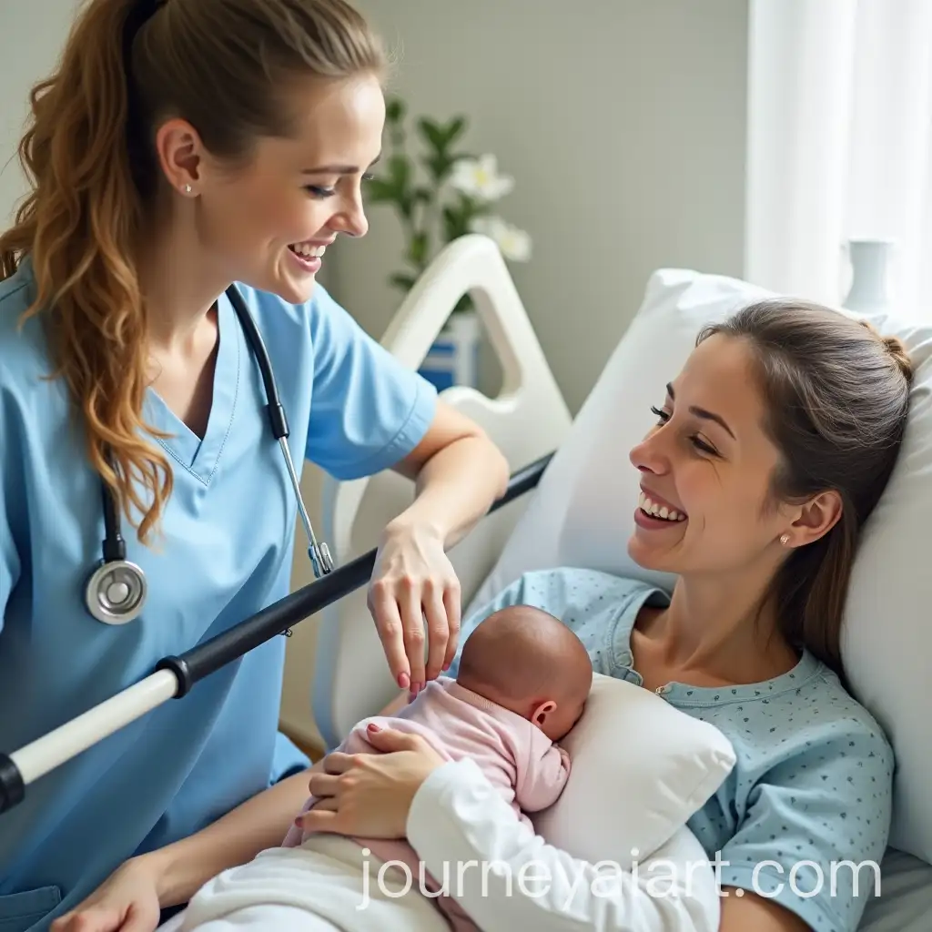 Nurse-Assisting-Mother-with-Breastfeeding-in-Hospital-Room