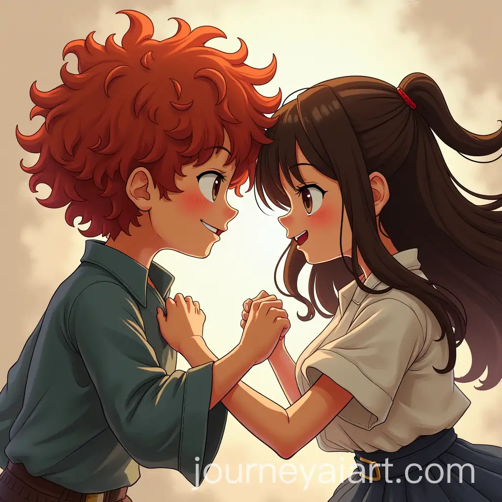 Boy-with-Red-Curly-Hair-and-Girl-with-Brown-Hair-Fighting-with-Japanese-Girl