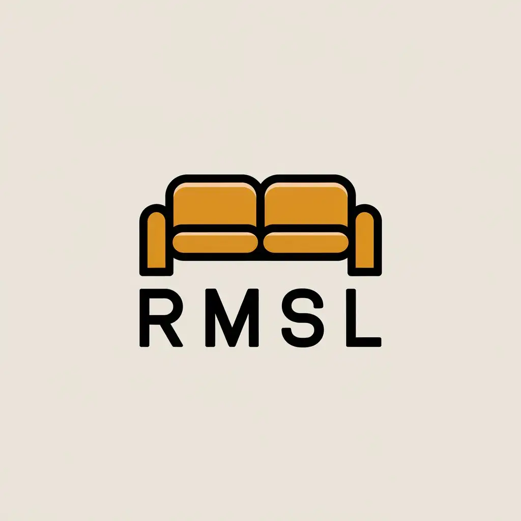 a vector logo design,with the text "RMSL", main symbol:Sofa,Minimalistic,clear background