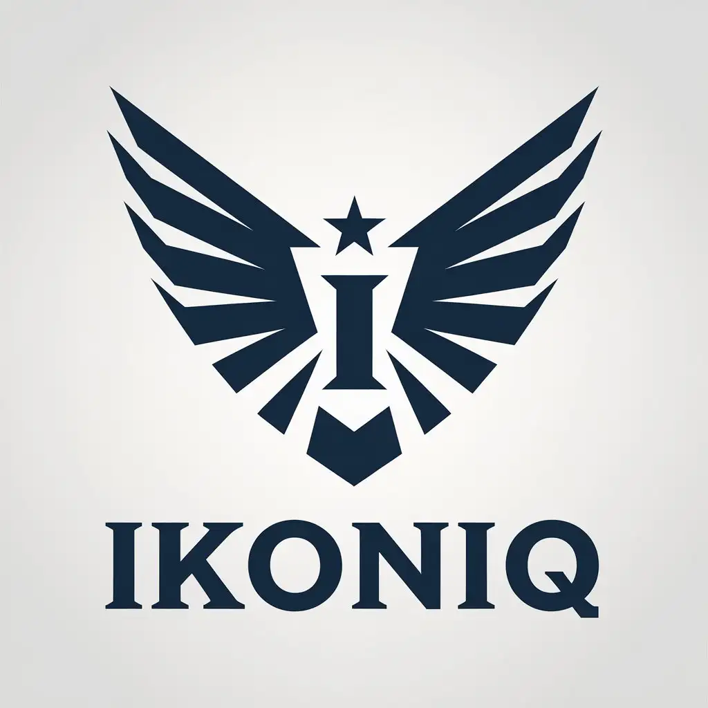 LOGO Design for IKONIQ Sharp Eagle Wings I and Star Symbol with Retail Industry Appeal