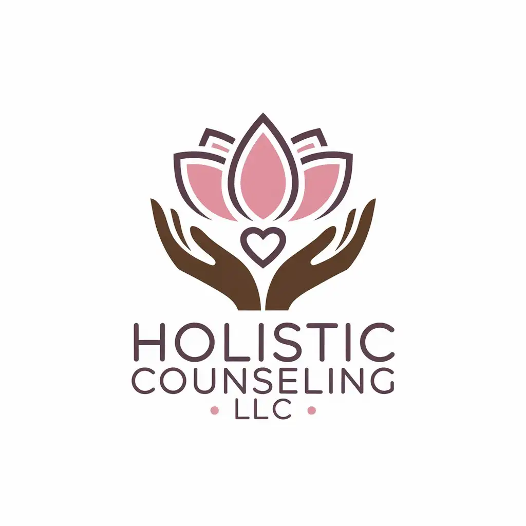 LOGO Design for Holistic Counseling LLC Lotus Hands Mind and Love Theme with Clear Background