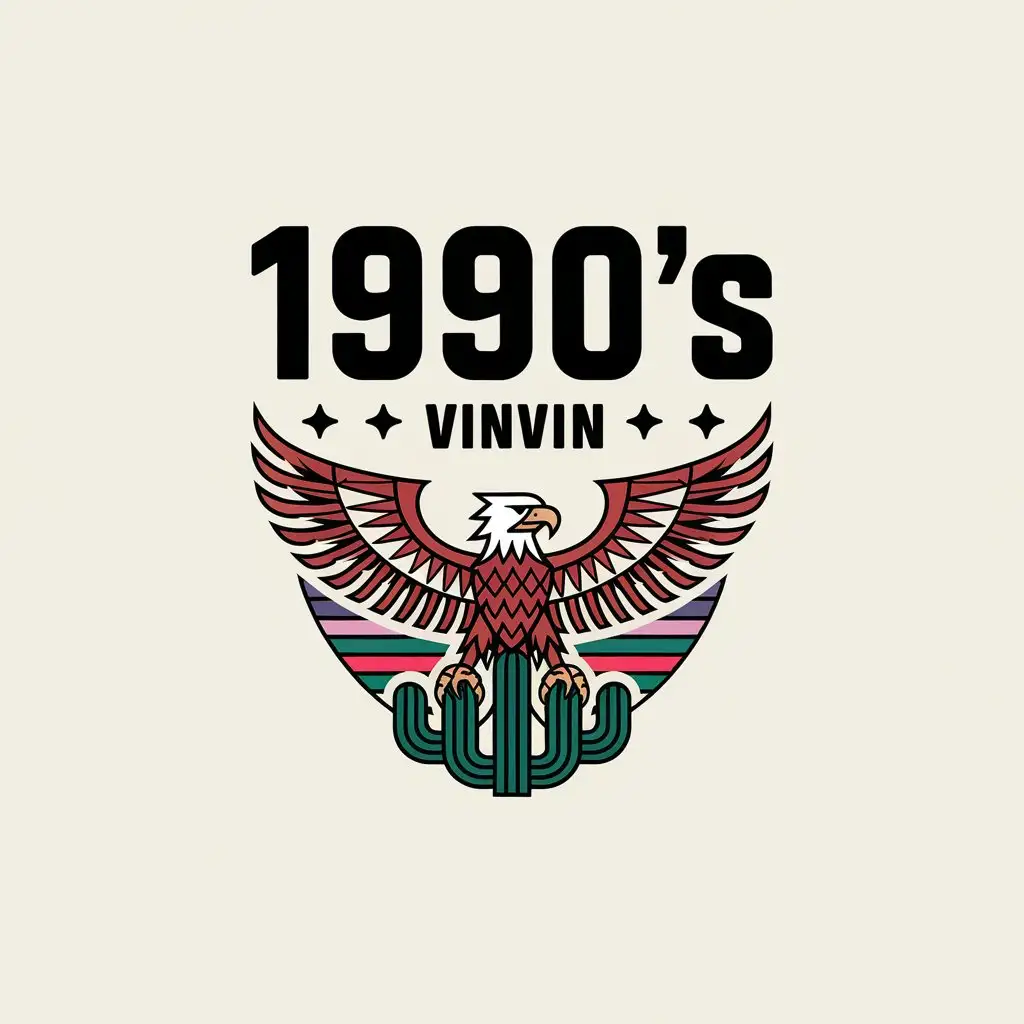 LOGO-Design-for-1990s-VinVin-Retro-Mexico-Eagle-in-Minimalistic-Style