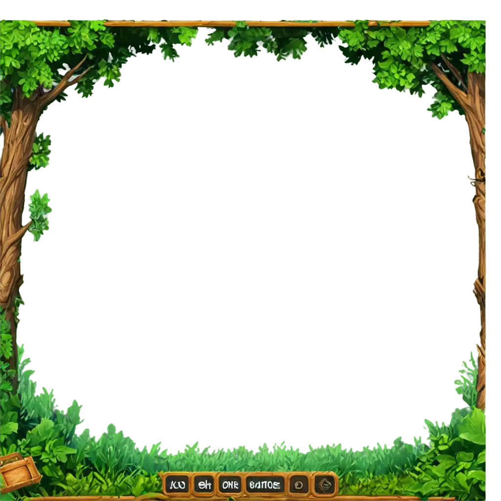 PNG-Rectangular-UI-Frame-for-RPG-Game-in-Fantasy-Forest-Style-Enhance-Your-Game-Interface-Design