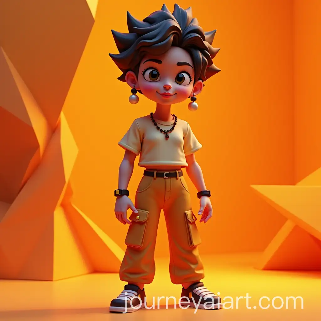 Stylized-LowPoly-3D-Character-Concept-Art-of-Young-Woman-with-Curly-Pop-Haircut