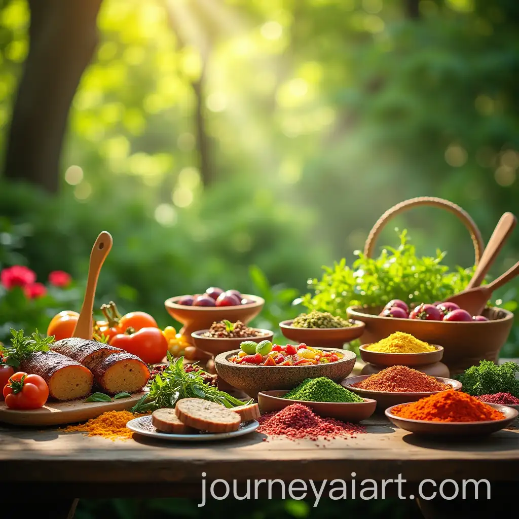 Vibrant-Outdoor-Feast-with-Delicious-Dishes-and-Colorful-Spices