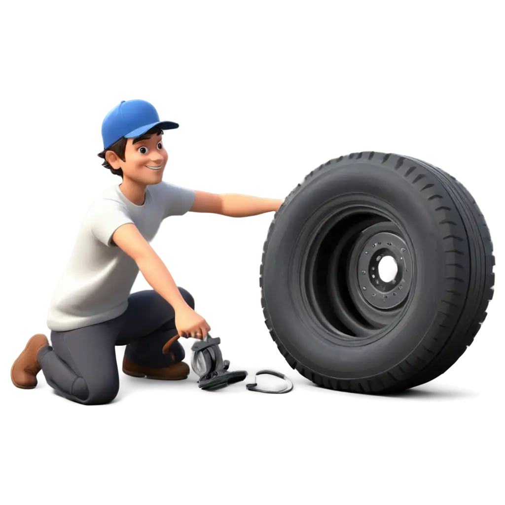 PNG-Image-Man-Animating-Fixing-Truck-Tire-Maintenance-and-Repair