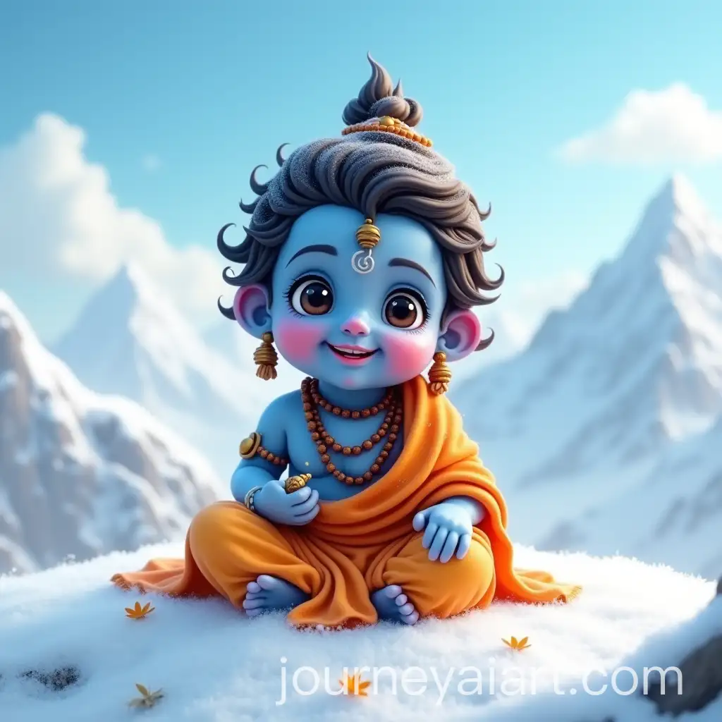 Baby-Shiva-Seated-on-a-SnowCapped-Mountain