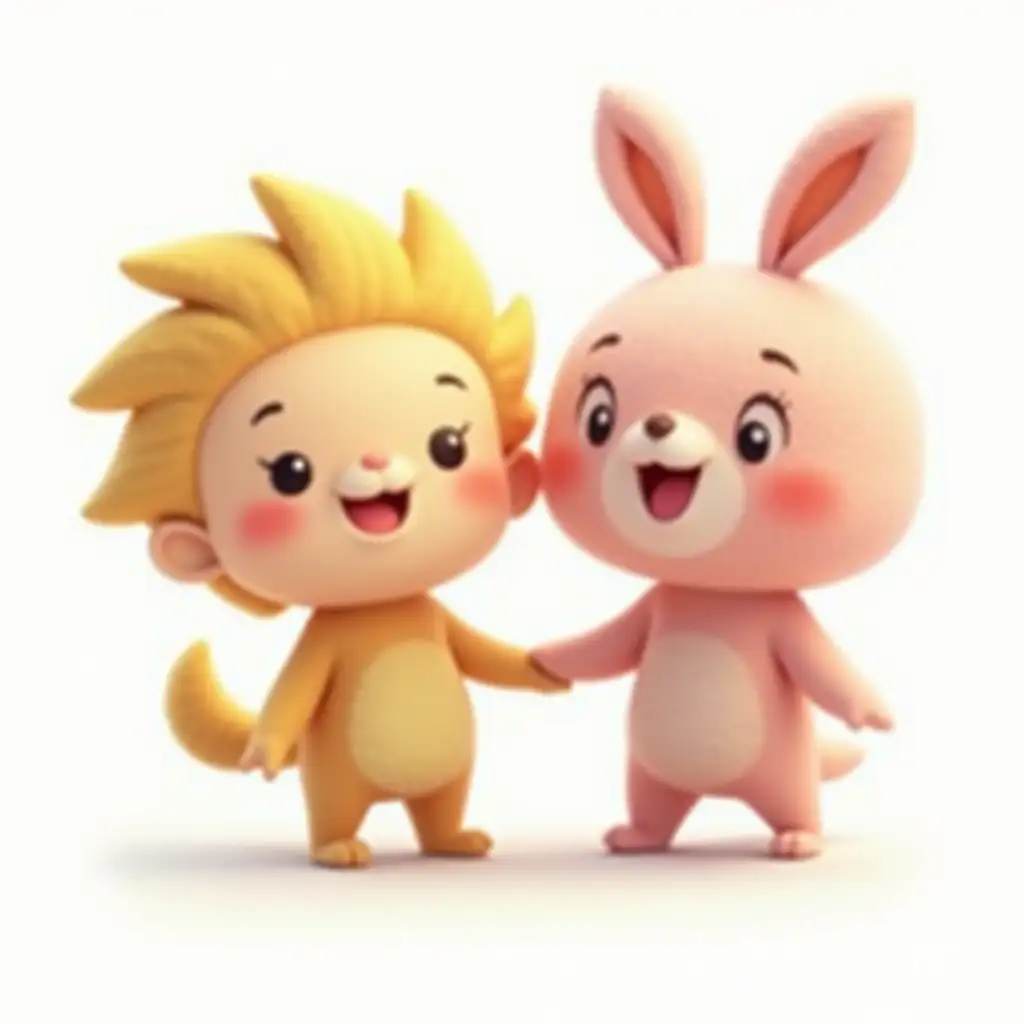 Happy-Cartoon-Characters-in-Blue-on-White-Background