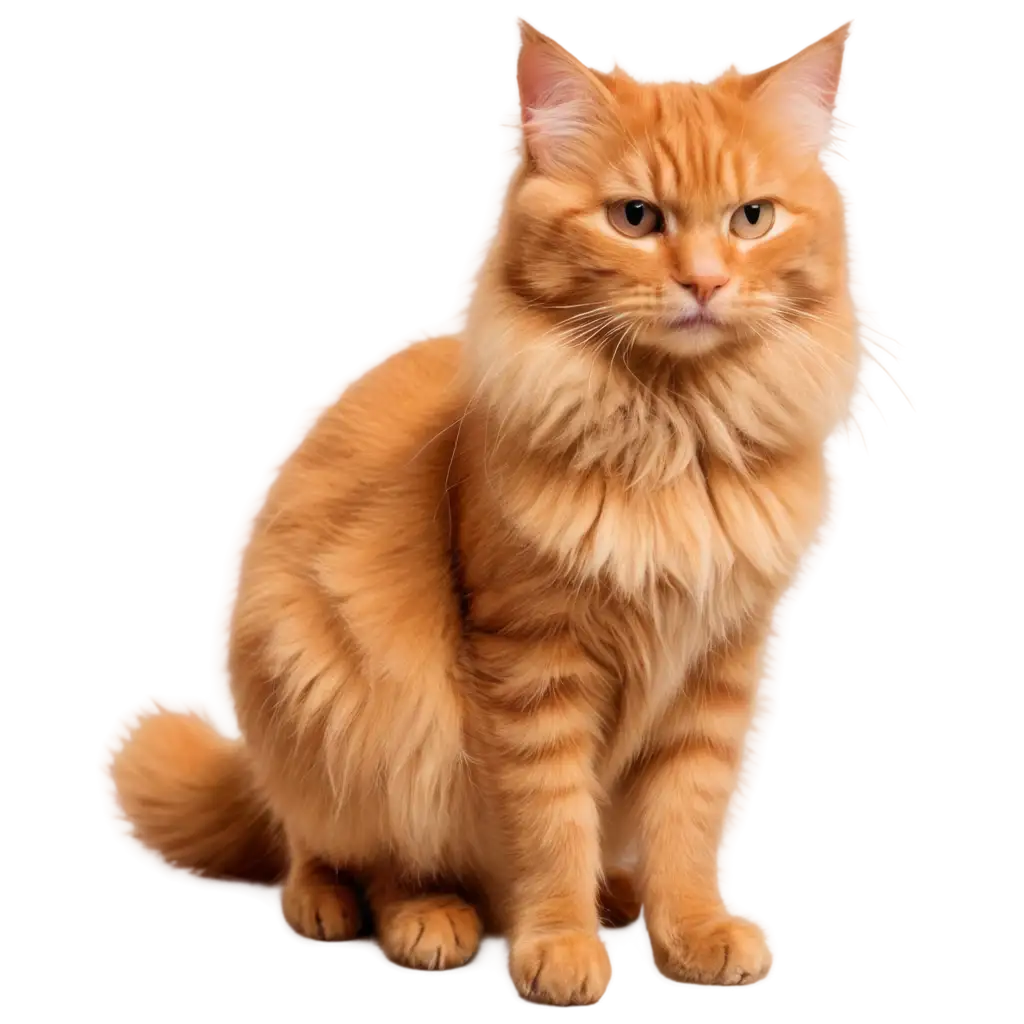 Orange-Furry-Split-Cat-with-Black-Stripe-on-Nose-PNG-Image