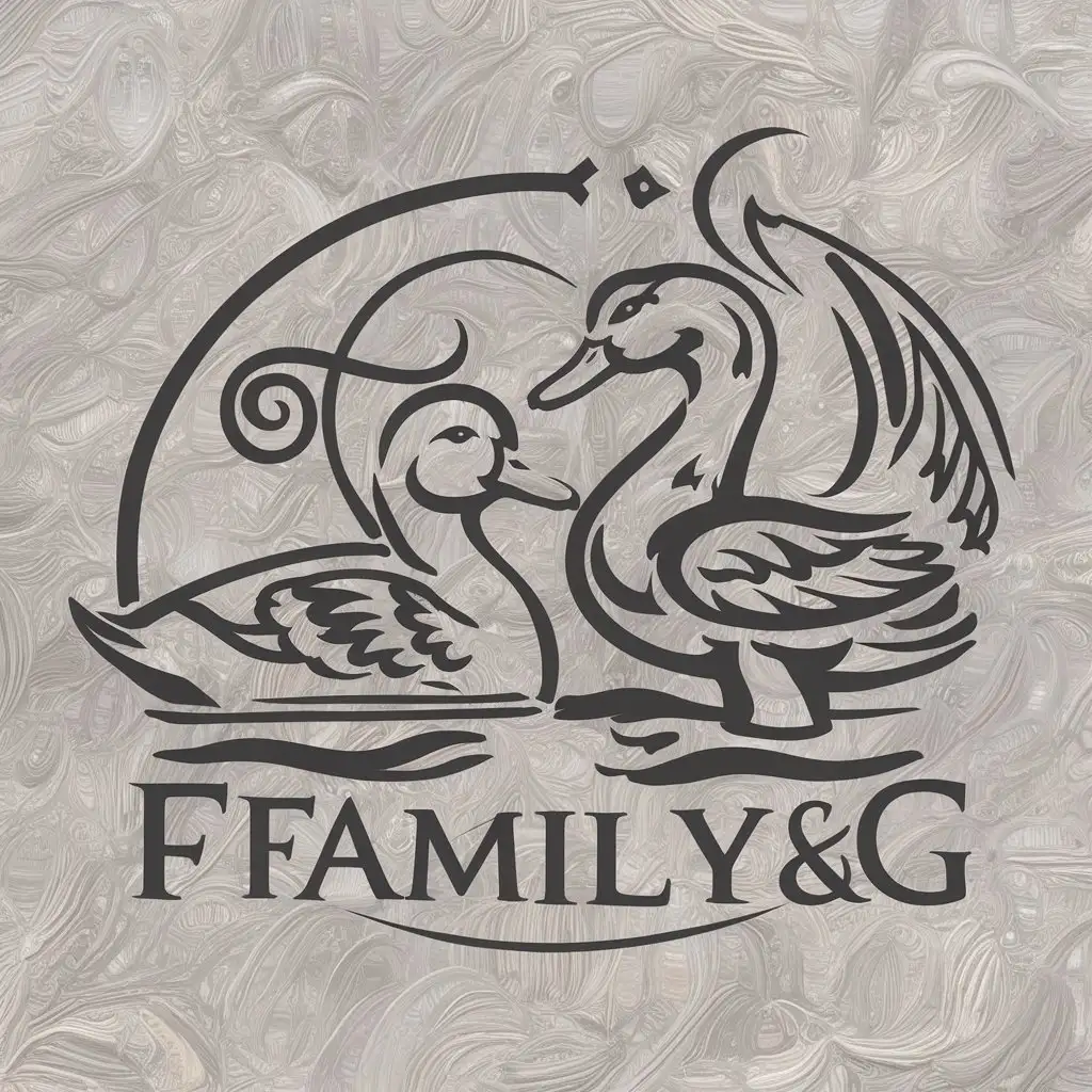 a logo design,with the text "family", main symbol:Duck and drake,complex,clear background