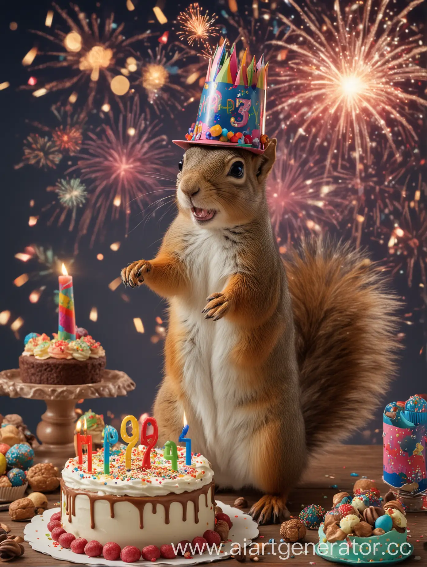 Celebrating-Trucker-Squirrels-35th-Birthday-with-Cake-and-Fireworks