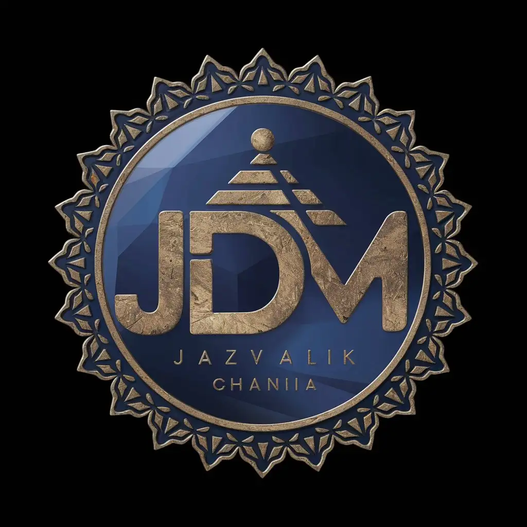 LOGO Design For JDM Lapis Lazuli Khanda with Pyramid and Decorative Patterns