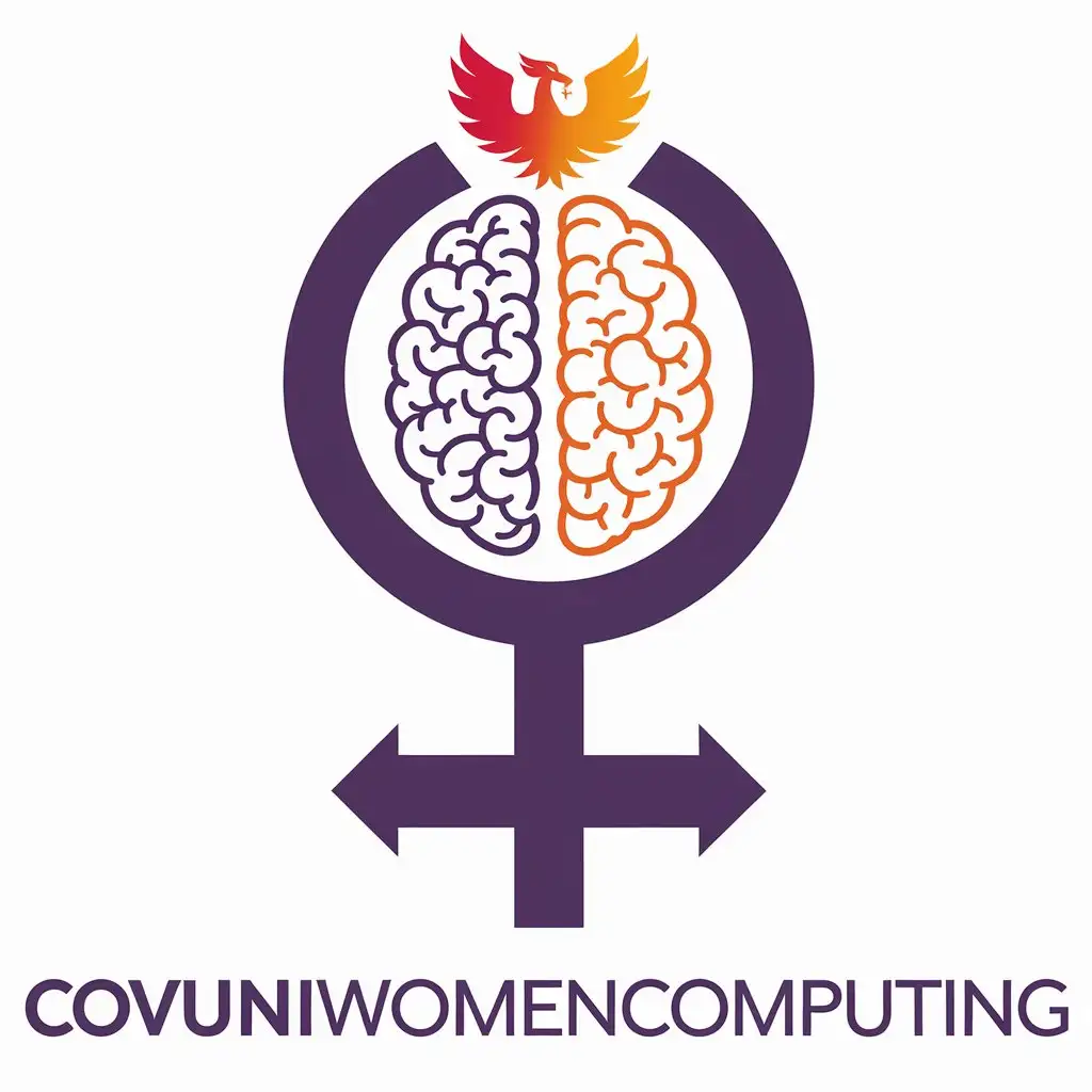 for an instagram logo for covuniwomencomputing combine the symbol for venus for women and a brain and a computer and a phoenix of coventry university logo