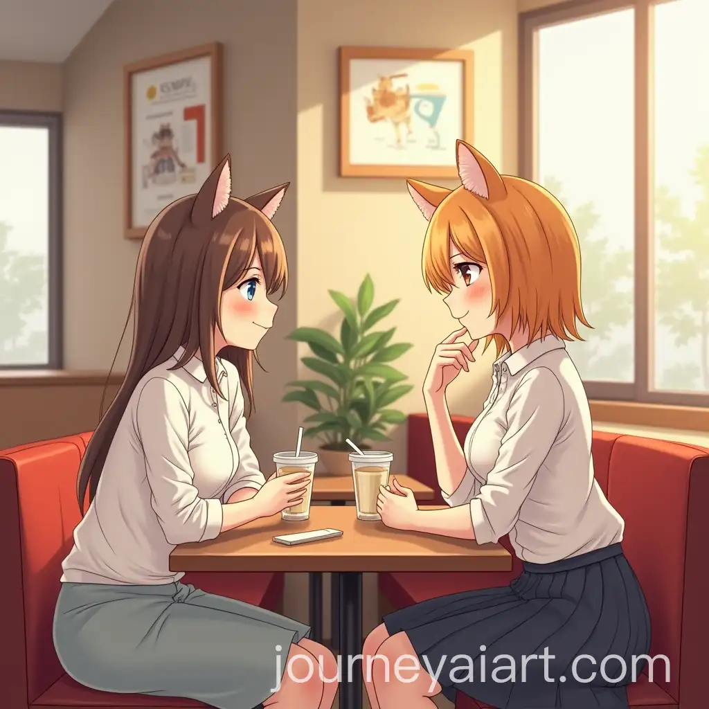 Women-in-Cafe-with-Shiba-Inu-Anime-Style