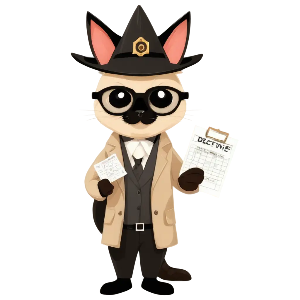 Cute-Siamese-Cat-Detective-Holding-a-Map-PNG-Image-with-Transparent-Background-for-Versatile-Usage