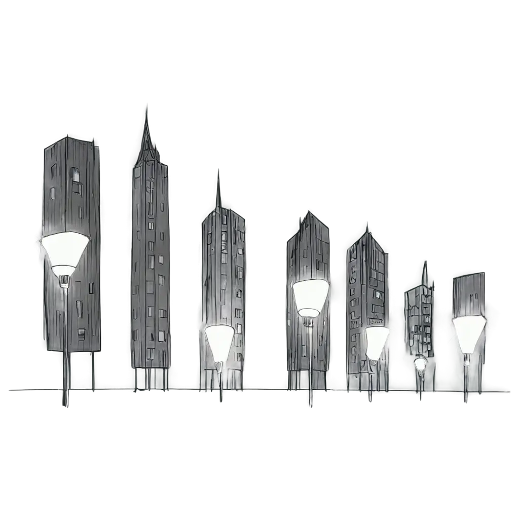 Abstract-Buildings-with-Lighting-Fixtures-PNG-Image-Artistic-Sketch-Concept