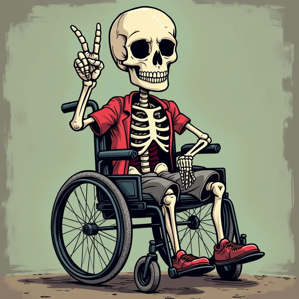 Cartoon-Skeleton-in-Wheelchair-Making-Peace-Sign-with-Punk-Grunge-Aesthetic