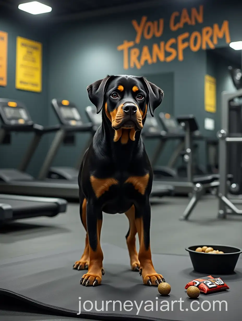 Frail-Rottweiler-in-Gym-with-Motivational-Posters-and-Equipment