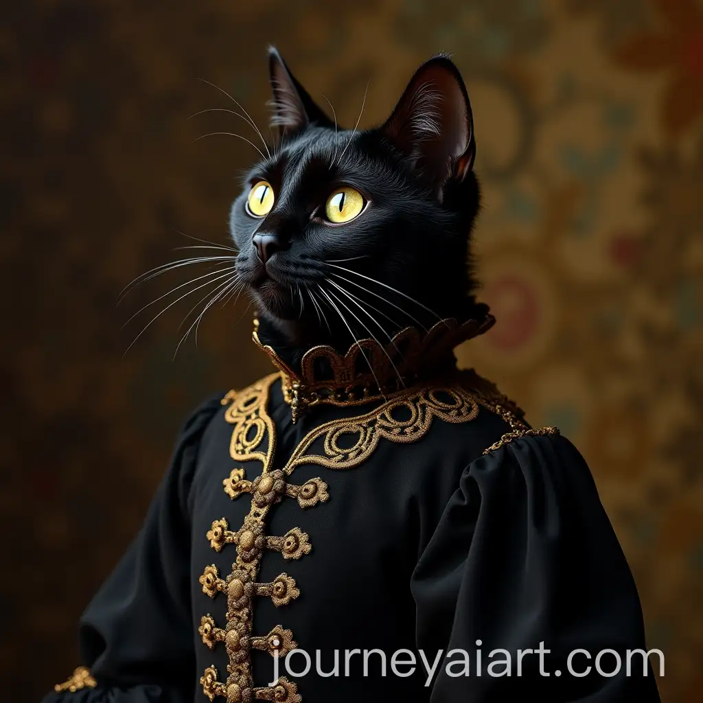 Renaissance-Style-Black-Cat-in-Victorian-Ballgown