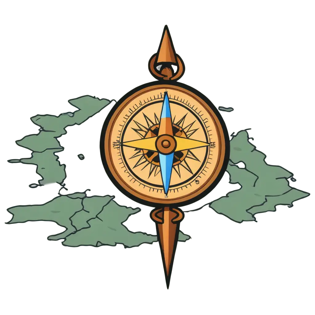 Compass-and-Map-Cartoon-Illustration-PNG-A-Clear-and-Versatile-Graphic-for-All-Your-Projects