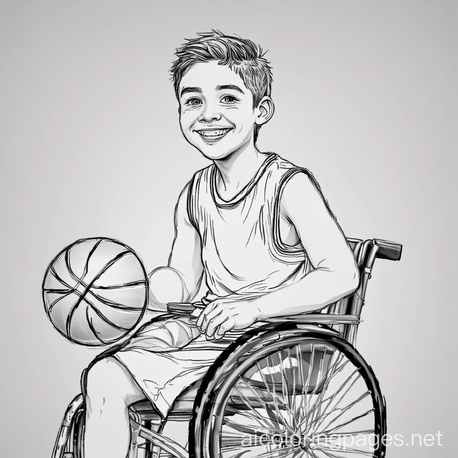 Smiling-Teenager-in-Wheelchair-Playing-Basketball-Coloring-Page