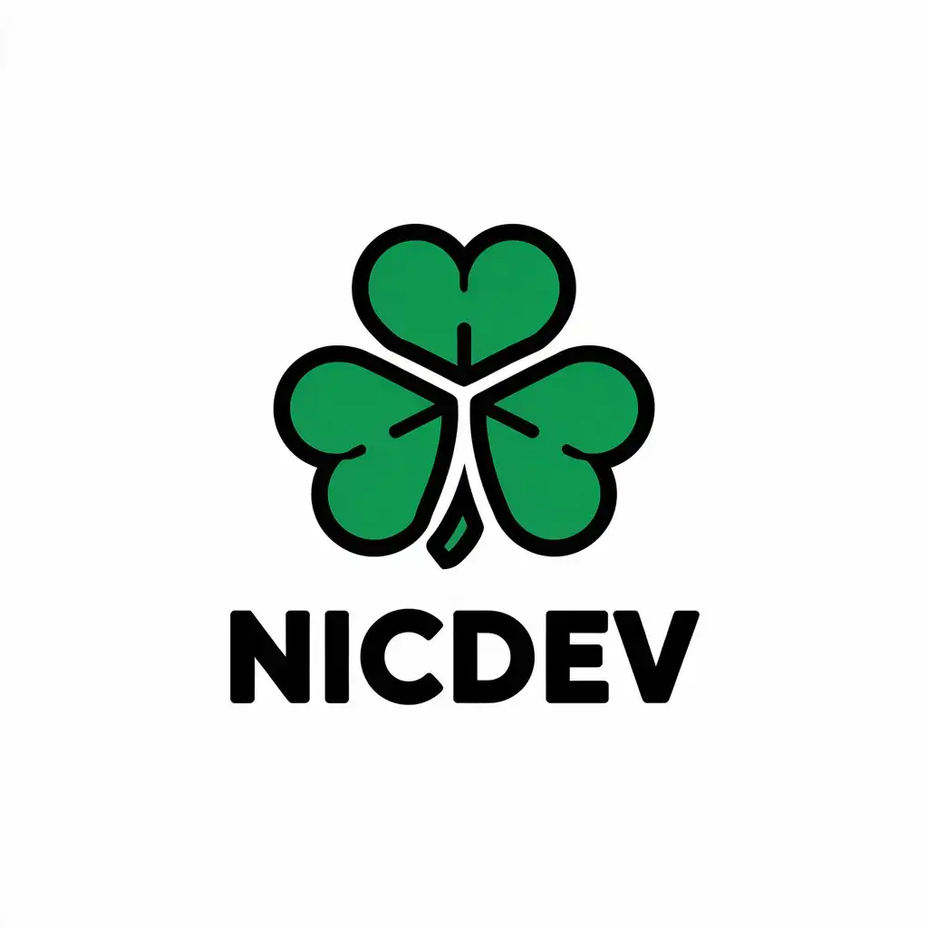 a vector logo design,with the text "NicDev", main symbol:clover,Moderate,be used in Internet industry,clear background