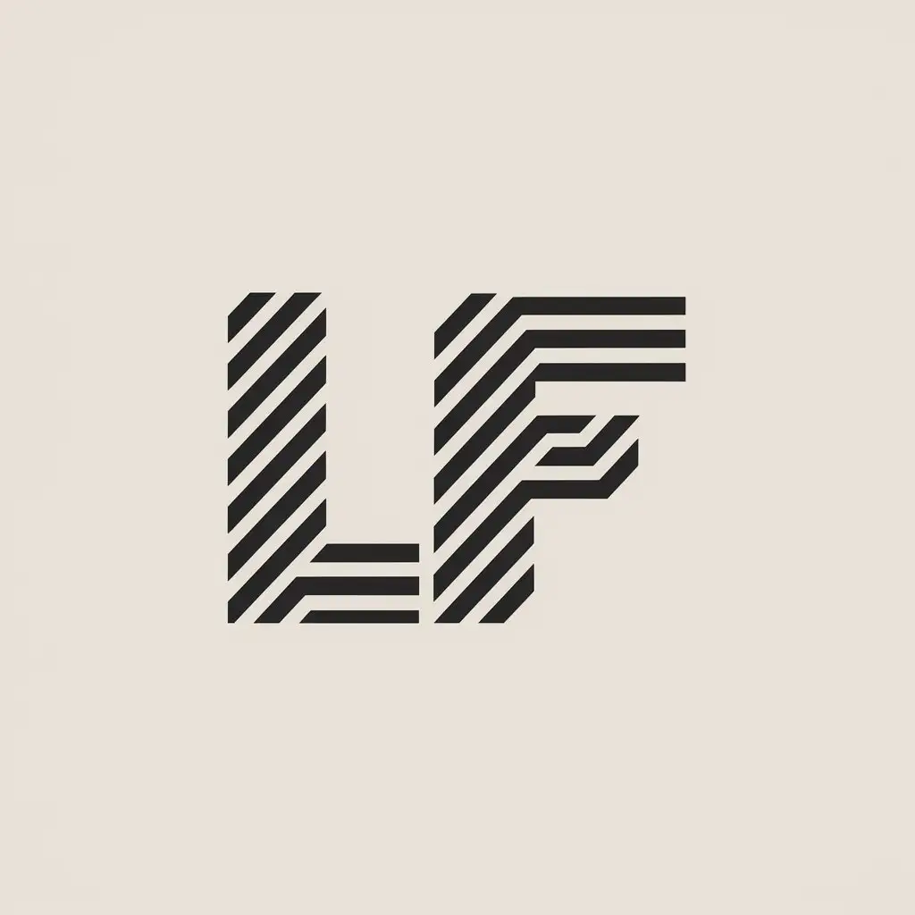 LOGO Design For LF Geometric Striped Logo with LF Symbol on Clear Background