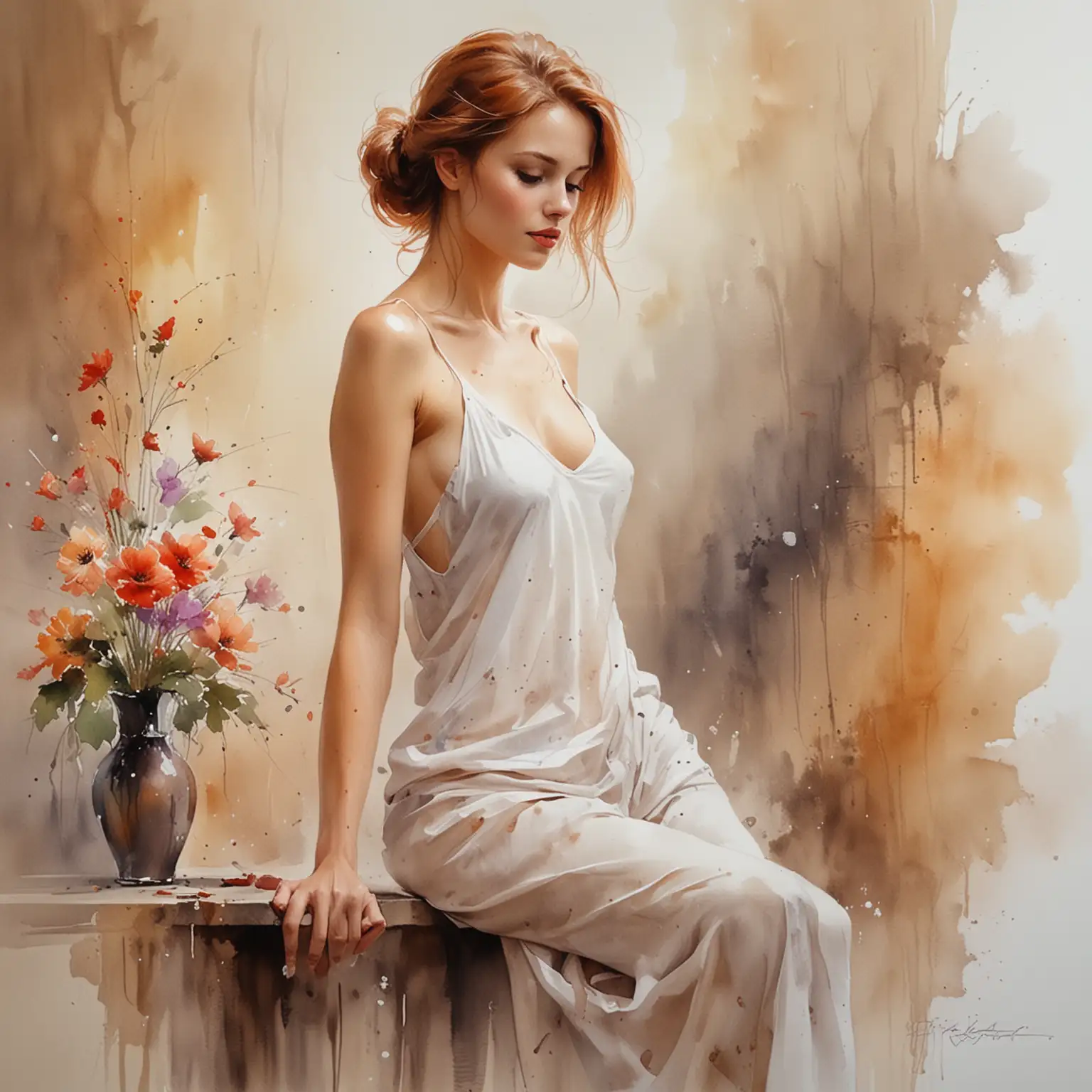 Slender-Woman-in-Aquarelle-Painting-Style-of-Willem-Haenraets