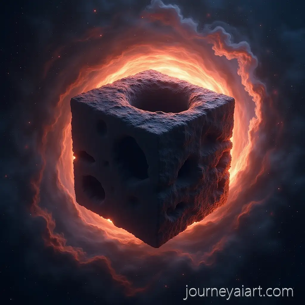 Mysterious-Cube-Lost-in-Space-Approaching-a-Black-Hole