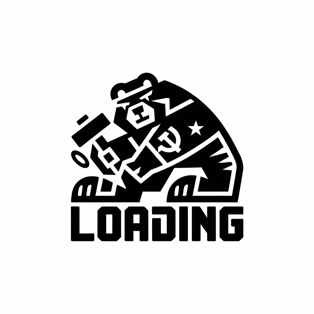 LOGO Design for LOADING Black and White Casual Hooligan Style Inspired by Russian Province for Sports Fitness